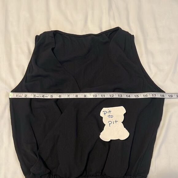 Zara szS black sleeveless faux wrap front elastic waist and ankle jumpsuit GUC - Picture 6 of 9